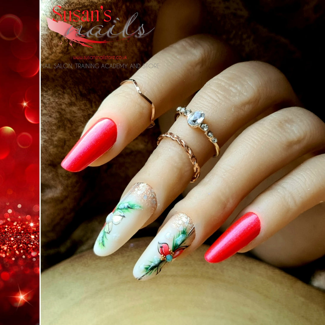 Christmas Nail Art - Mistletoe